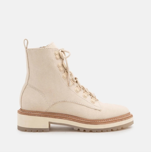 ☃️ NIB Dolce Vita Whitny boots sandstone canvas 8.5 - Picture 4 of 11